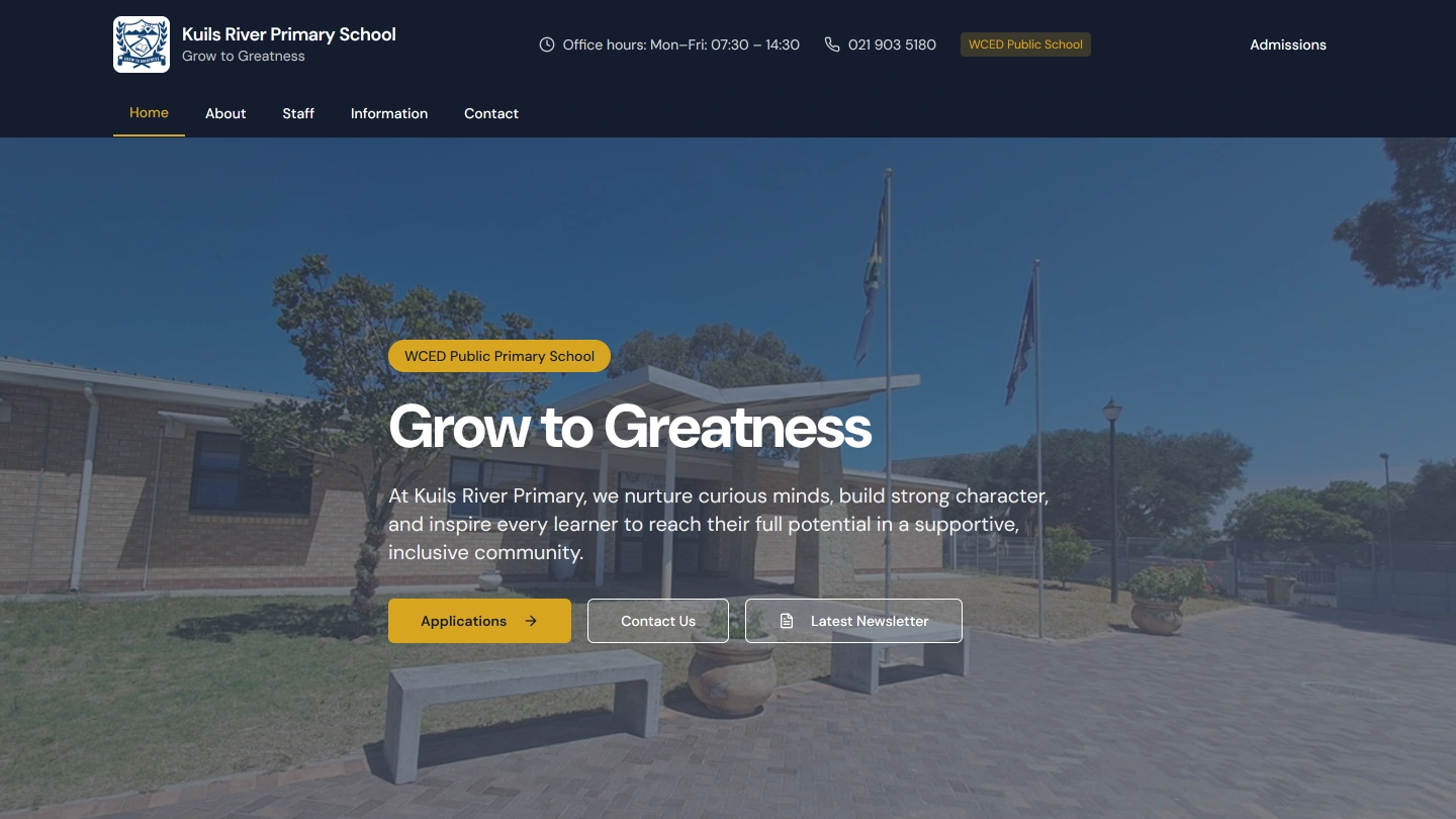 Kuils River Primary School website design